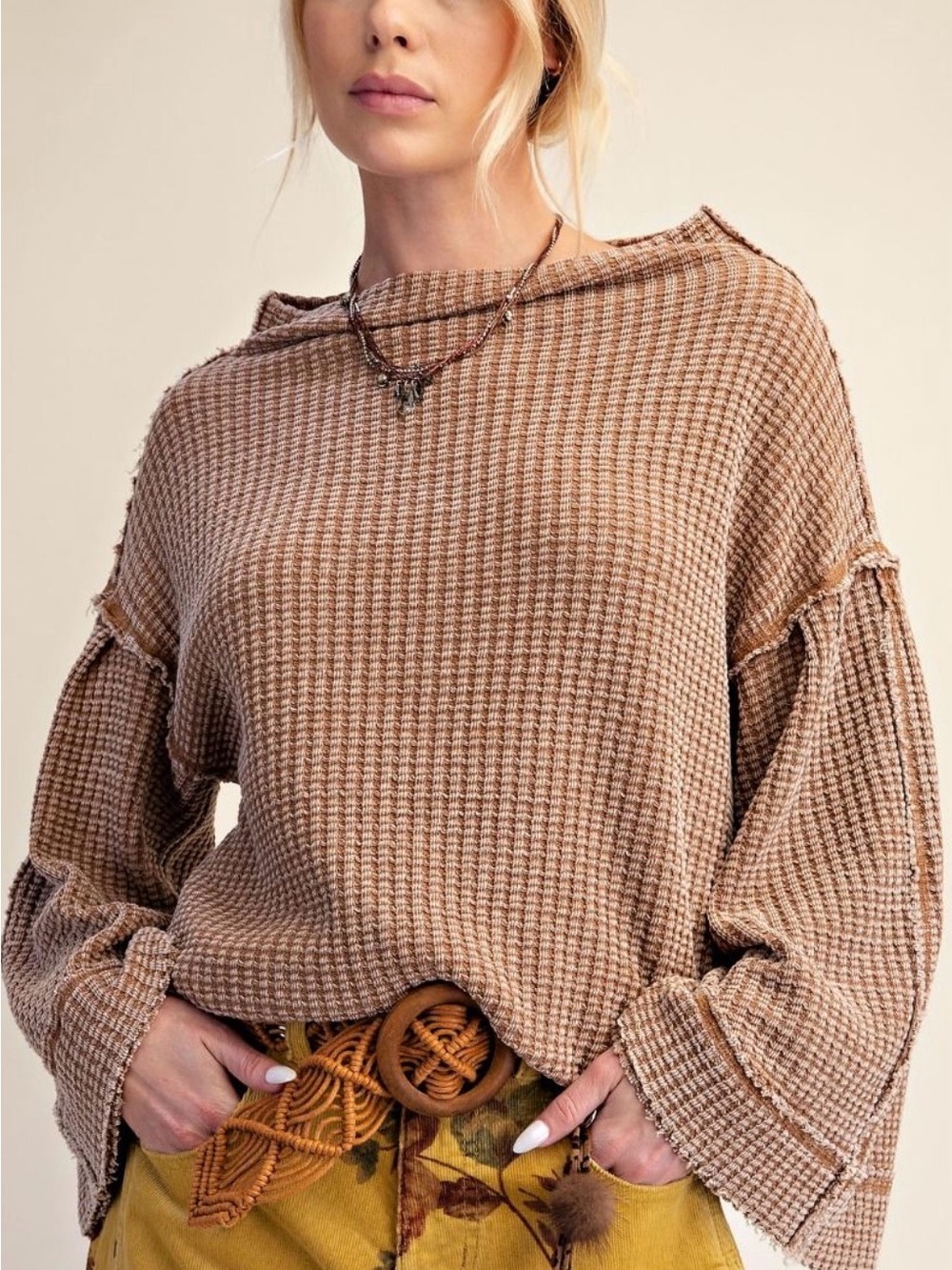 easel Waffle-Knit mineral washed top.